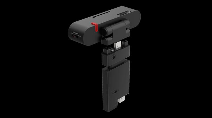 The Lenovo MC60 webcam with its telescoping rod to connect to monitor